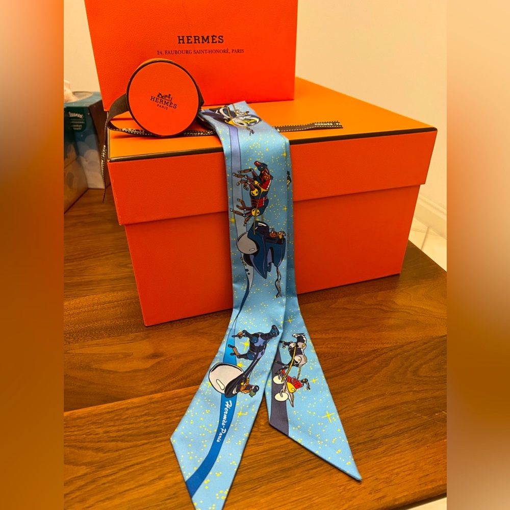 Hermes space derby twilly silk